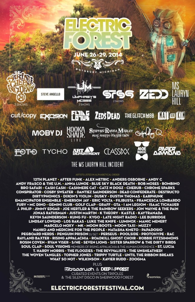 electric forest 2014 full lineup