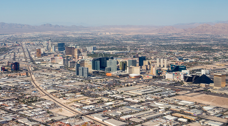 Las Vegas aerial view of the Strip